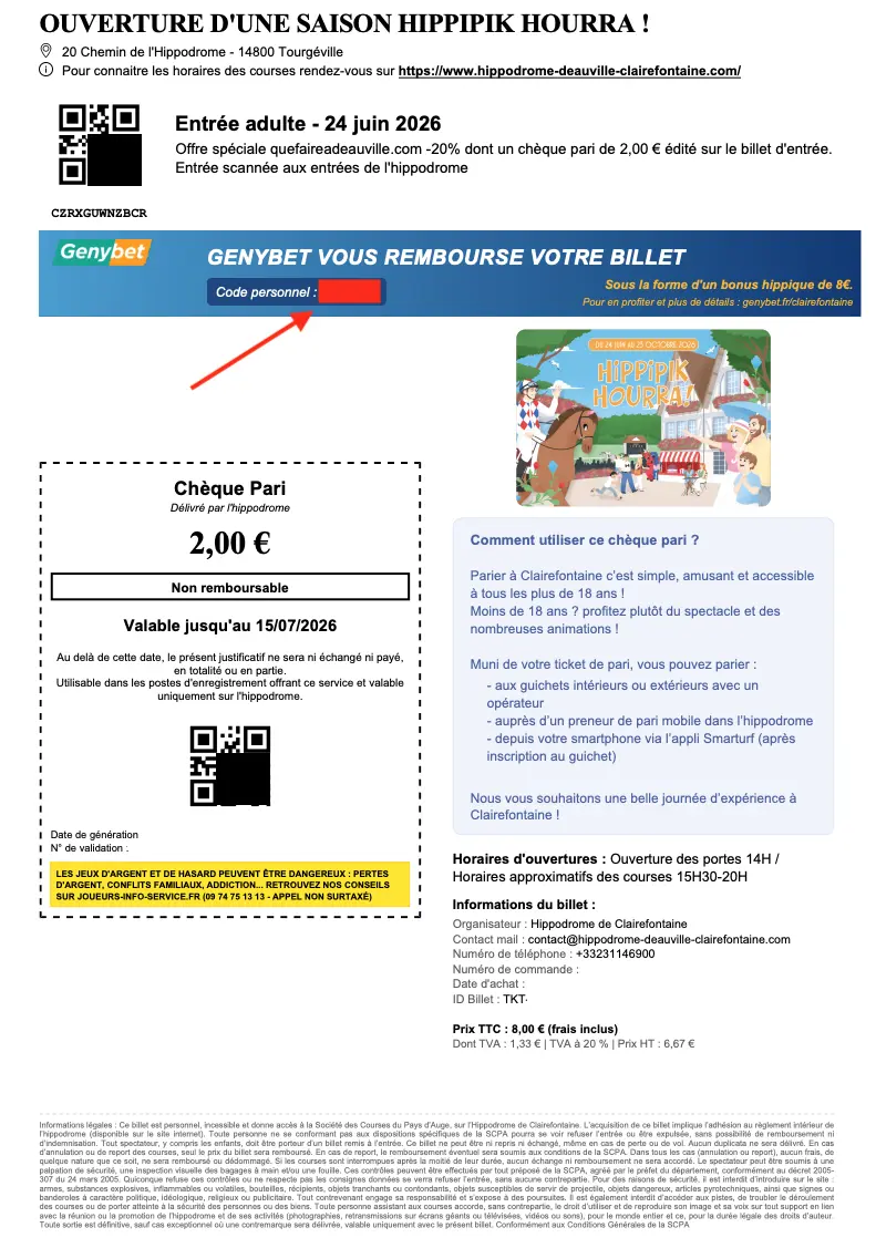 Exemple de ticket avec code